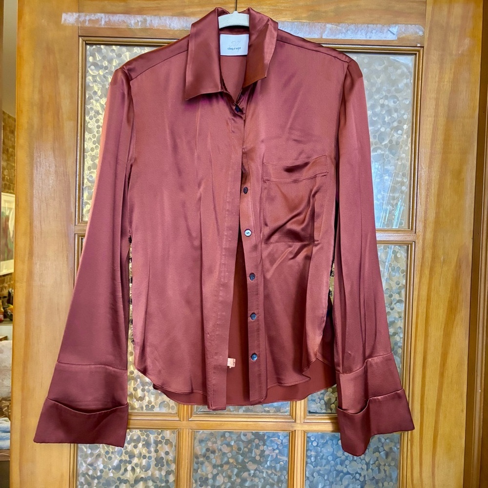Cinq a Sept Silk Button Down Top